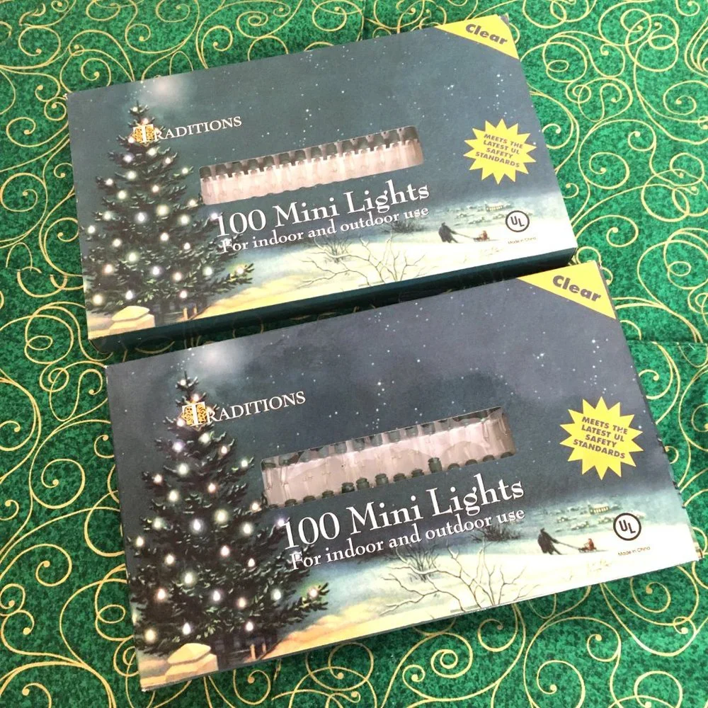 CLEAR MINI STRING LIGHTS 100 Ct - Set of Two Boxes - Indoor Outdoors NWT NOS *
